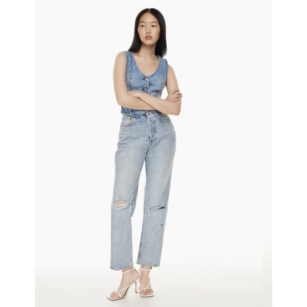 Aritzia Denim Forum Womens The Joni High Rise Loose Jeans Size 26 L29 Button Fly